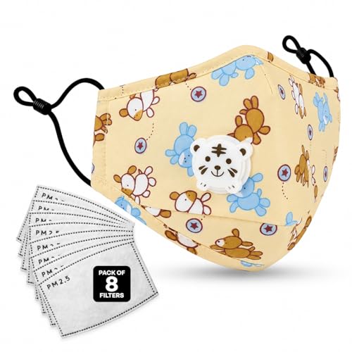 Image of atovio Nova N99 Anti-Pollution Face Mask with 8 Replaceable Carbon Filters for Kids, Washable & Reusable Respirator Mask with Breathable Air Valve for Children|6 Layer Filtration