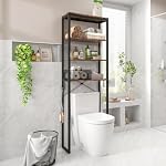 Tangkula 70 Inch Tall Over The Toilet Storage Rack, Brown - Image 2