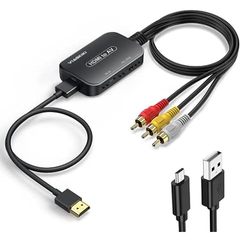 Viagkiki HDMI to RCA Converter, HDMI to RCA Adapter, HDMI to AV 3RCA CVBs Composite Video Audio Converter Adapter for TV Stick/Roku/Apple TV/PC/Laptop/Xbox/HDTV/DVD (with HDMI Cable & USB Cable) Cover