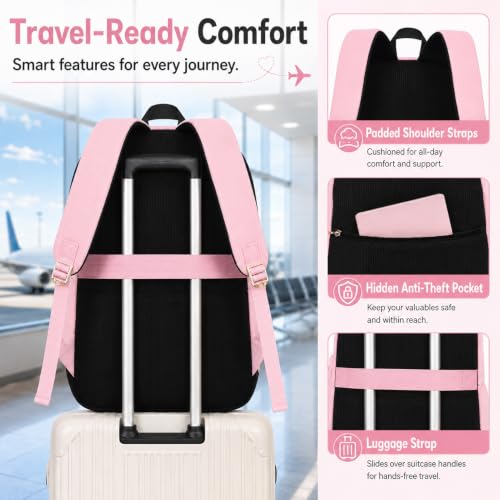 Mochila escolar rosa evita el desorden con su estuche y portameriendas 5