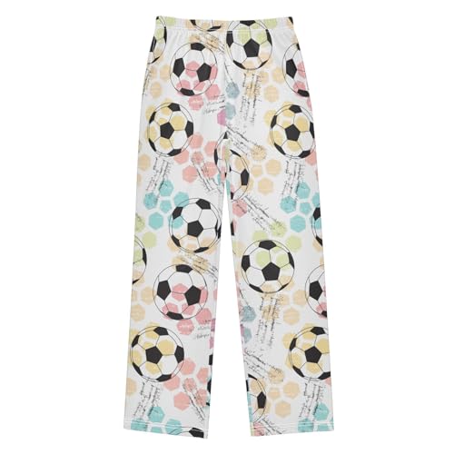 ZZXXB Football Watercolor Boys Long Pants Soft Trousers Elastic Waist Kids Lounge Bottoms with Pockets S-XL