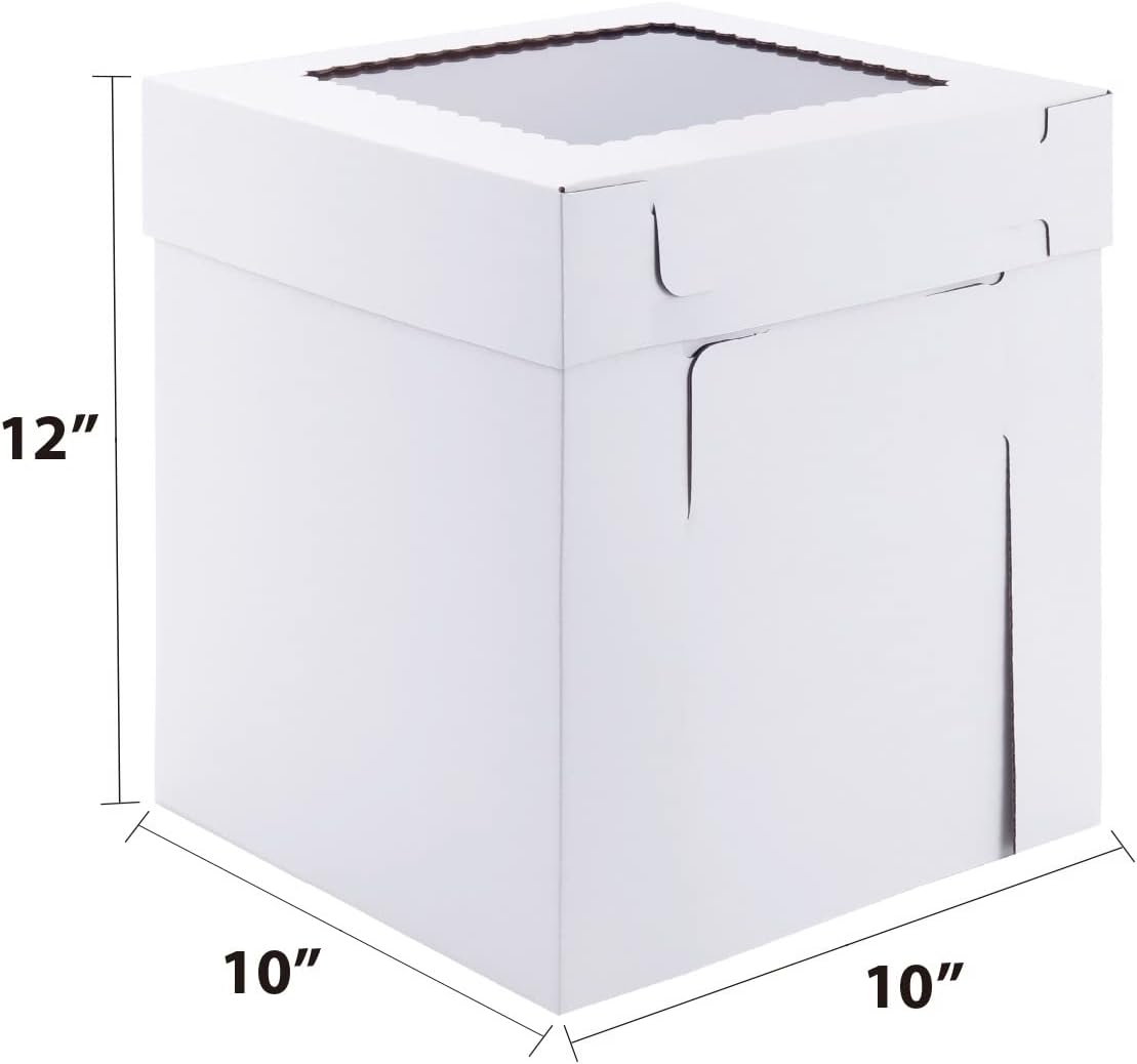 Tall Cake Boxes for Tier Cakes, 10x10x12 Inch [ ] Thi Sturdy Cake Box