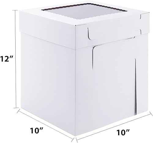 Miniatura 2 de Huoshange Cajas altas para tartas de nivel, 10 x 10 x 12 pulgadas 10 unidades Caja gruesa y resistente para pasteles con ventana, contenedor para