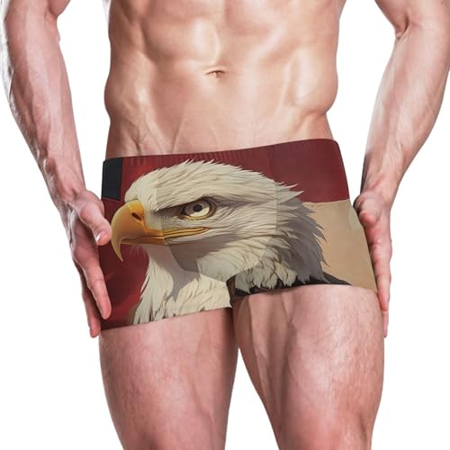 July 4th American Flag Bald Eagle Mens Swim Trunk Swimwear Swim Brief Square Leg Board Short S S04071782
