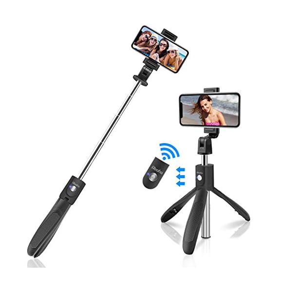 Abafia Bluetooth Selfie Stick, 3 in 1 Wireless Selfie Stick Stativ 360° Rotation, Einziehbarer Tragbarer Handy Selfie…