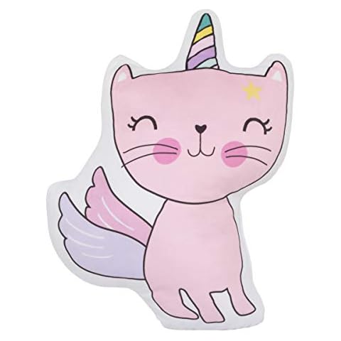 Everything Kids Pillow Caticorn Girl Power Pink, Lavender, and White Decorative Pillow Cover