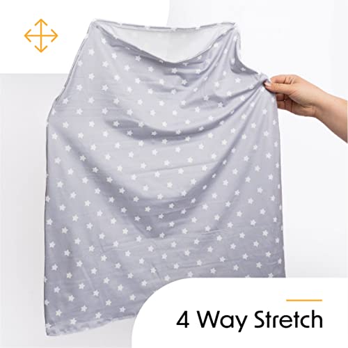 Nursing Covers For Breastfeeding Infant Car Seat Cover Easy-Use Car Seat Cover Poncho Infinity Scarf Baby Accessories By Zokani (Gray Stars) #TOP1