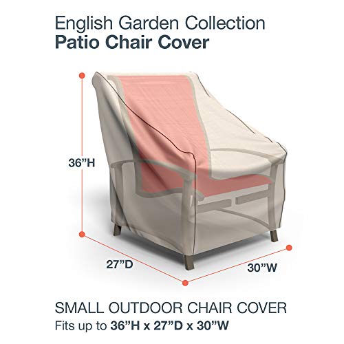 Budge P1A03PM1-2PK English Garden Patio Chair Cover, Heavy Duty and Waterproof, Small, Tan Tweed