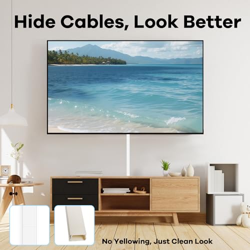 Image of ZhiYo Cord Hider 71in(5 x L14in), Cord Covers for Wires on Wall, Cable Hider for Wall Mounted TV, Wire Cover for 2-4 Cords, Paintable Wire Concealer, Easy Cable Management, W0.95in H0.55in, White