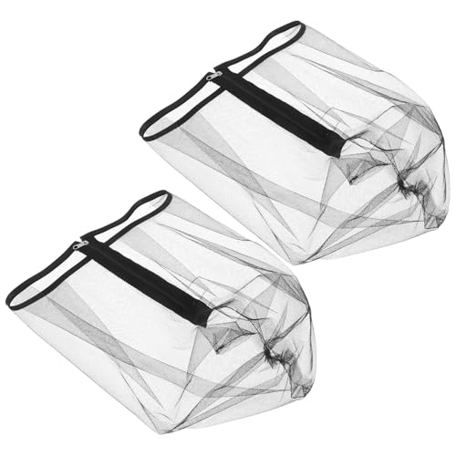 POPETPOP Funda para Maquillaje Femenina, Ligera y Lavable, 2 Piezas Negras Diseño Estilizado para Bodas y Probadores de Ropa