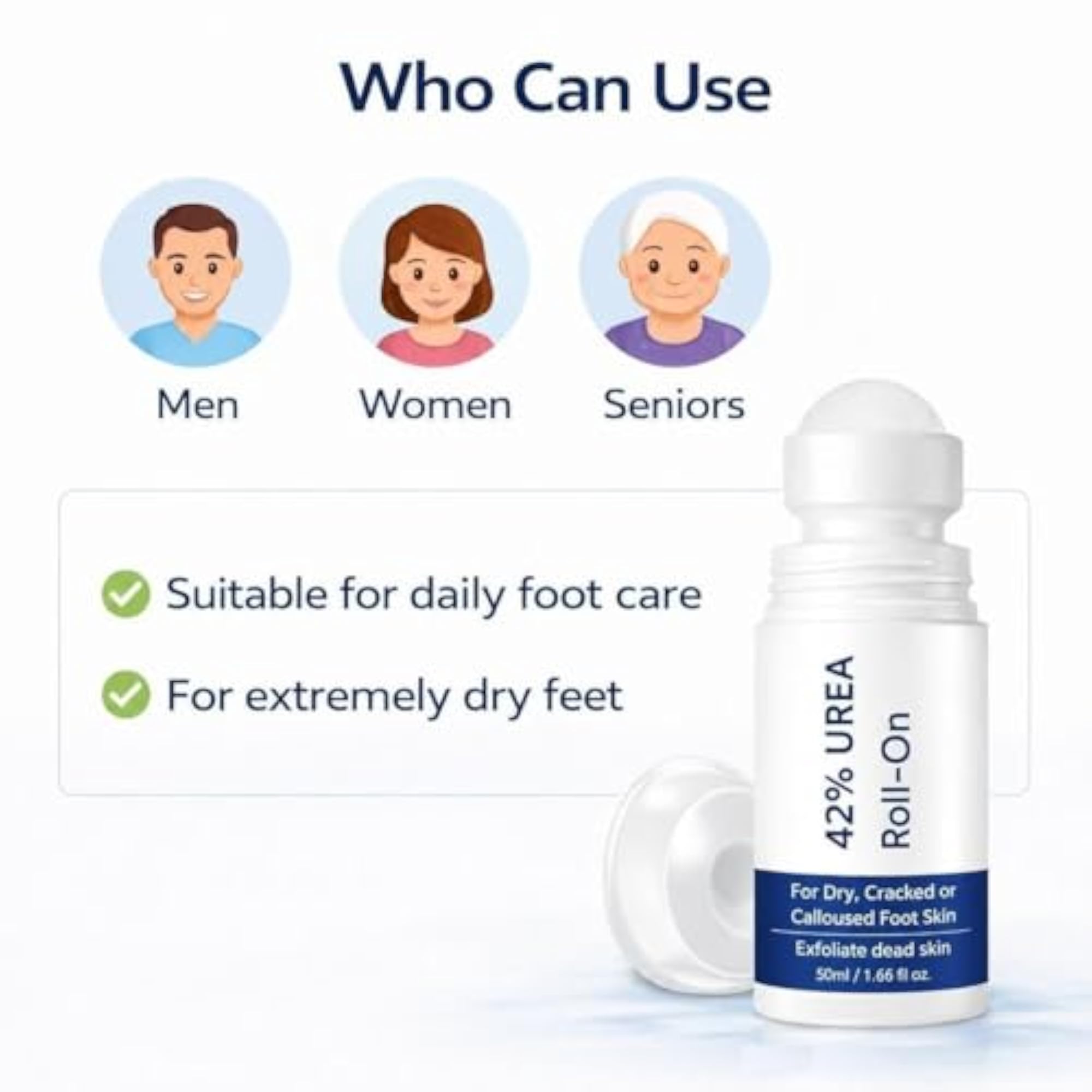 42% Urea Roll-On for Dry, Cracked or Calloused Foot Skin, 50ml