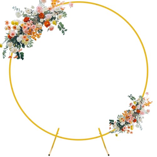 Image of Fomcet 5ft Round Backdrop Stand Gold Circle Arch Metal Wedding Arch