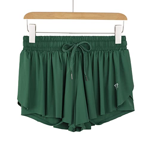 Image of 2 in 1 Flowy Running Shorts for Women Gym Yoga Athletic Womens Workout Biker Spandex Lounge Sweat Skirt Summer
