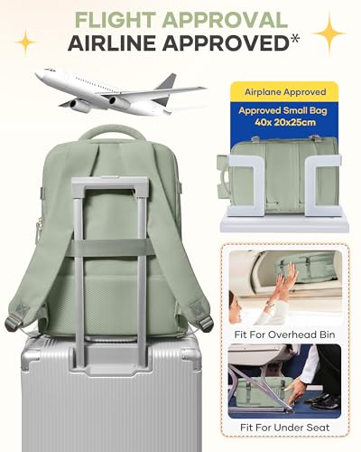 Image of coofay Large Travel Backpack For Women Men Airline Approved Carry On Backpack Flight Approved Waterproof Sports Luggage Backpack Casual Daypack Small Hiking Backpacks Grey Green
