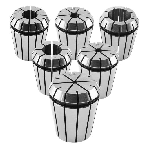 Qjaiune 6Pcs ER32 Spring Collet Set 1/8-1/4-3/8-1/2-5/8-3/4 Inch
