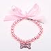 XKSRWE Dog Cat Pearls Necklace Collar with Rhinestone Bone Charm Pet Puppy Jewelry (Pink, Large)