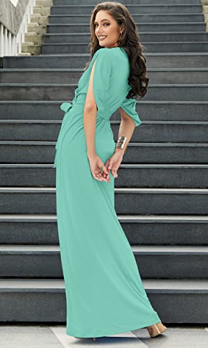 Image of KOH KOH Womens Long Pleated Flowy Modest Evening Wedding Guest Maxi Dress