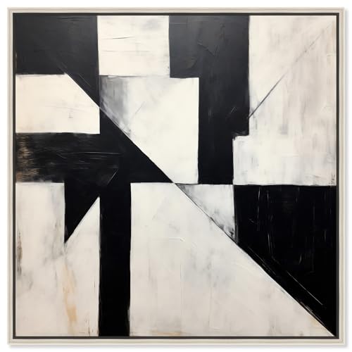 Monochrome Cubism Canvas Black And White Abstract Art By Notoriart,