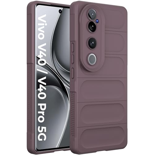 Image of A rtistque Back Cover Case for Vivo V40 / V40 Pro / T3 Ultra 5G | with Inner Fabric | Stylish AirBag Case | Liquid Stripe Silicone | Camera Protection | Anti Slip Grip | Back Cover - Purple
