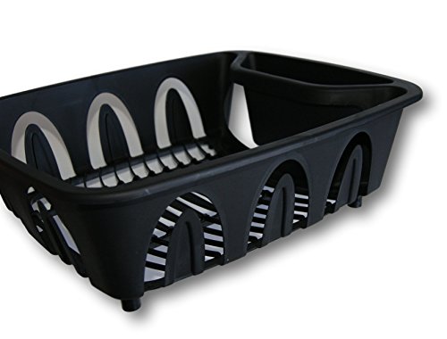 Essentials Small Dish Drainer - Black Plastic -13.75 Inches #TOP1