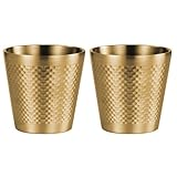 Pasdrucn 2er-Set Espressotassen Aus Edelstahl, 175/260ml Edelstahl Espressotassen Dickwandig, Kaffeetasse Espressotassen Aus Edelstahl, Edelstahl-Espressotassen-Set (175ml,Gold)