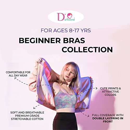 D'chica Cotton Girls Sports Bras For Teens, Non-Padded, Regular Fit, Seamless Full Coverage & Single Front Layering, Athleisure Training Bras For Teenagers #TOP2