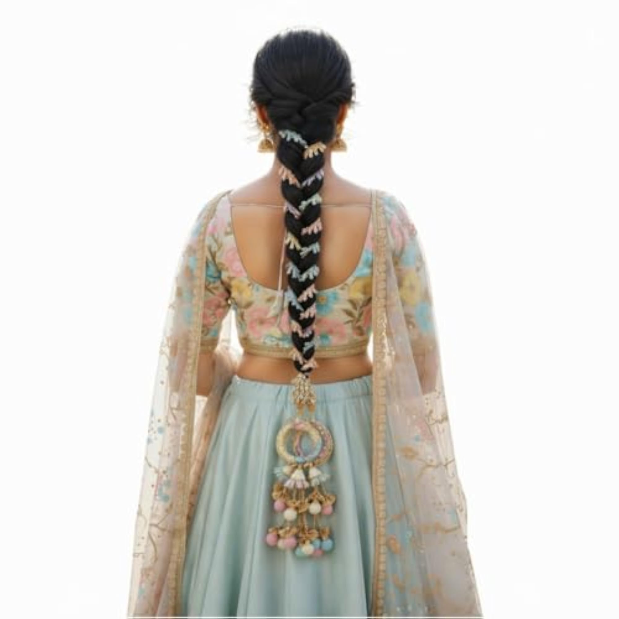 Punjabi Bridal Parandi Black & Gold Braided Hair Extension