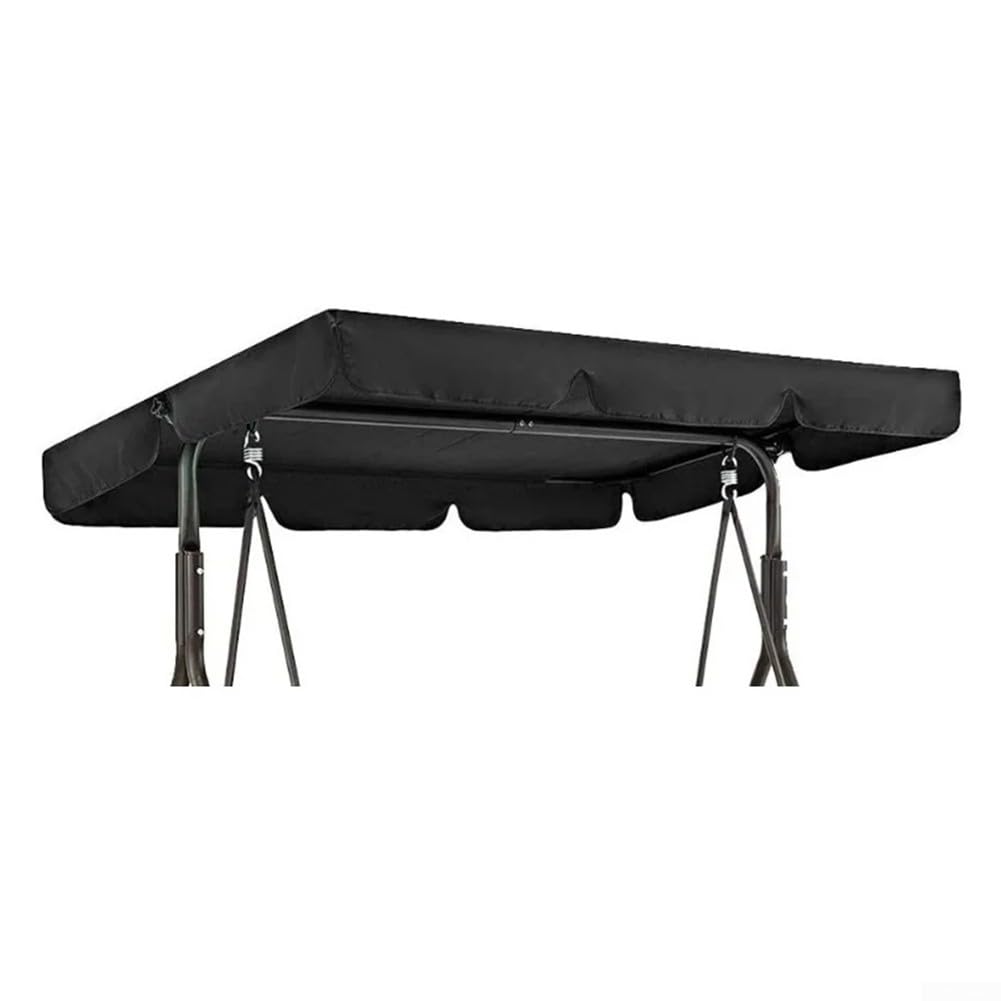 ZYWUOY Garden Replacement Summer Swing Canopy Cover, Outdoor Swing Chair Canopy Top Cover Waterproof and Dustproof Courtyard Swing Sunshade(Black 195x125x15cm)