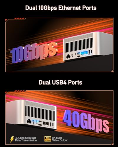 Image of Beelink Mini PC, GTR9 Pro AMD Ryzen AI Max+ 395 CPU (126 Tops), 128GB RAM 2TB Crucial SSD, Mini Computer 10GbE Dual LAN /WiFi 7+BT5.4 /8K Quad Display /USB4.0 * 2 /SD Card Slot /DeepSeek 70B
