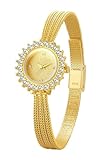 YBNKKUXKN Reloj Relojes de pulsera de lujo vintage for mujer, elegante reloj de cuarzo minimalista resistente al agua, pequeño y delicado. Relojes(Gold)