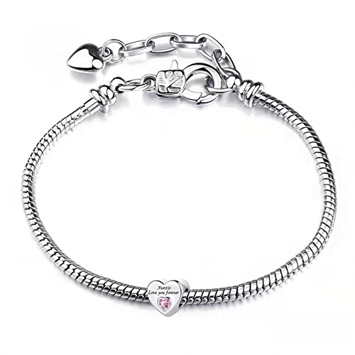 Pink Crystal Heart Love Forever Charm for Mom Daughter Auntie Dad Grandma Friends Compatible With Pandora Bracelets3