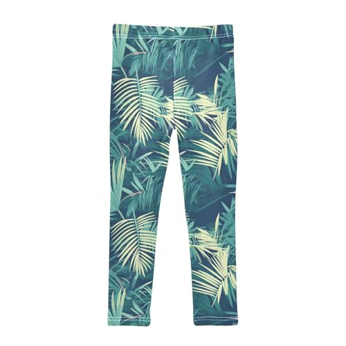 Tropical Palm Leaves Fern Leaf Emerald Kids Baby Girls Basic Leggings Fashion High Waisted Pants Gym2