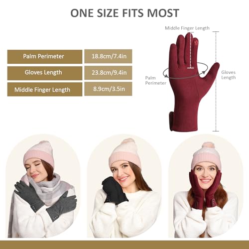 Clothirily Winter Gloves for Women, 3 Pairs Touchscreen Winter Gloves Women - image 4