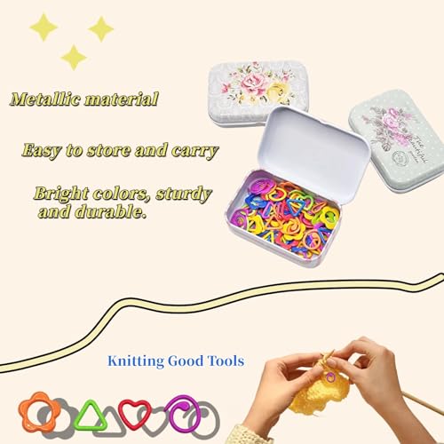 Image of Wonafa 80 Pcs Metal Stitch Markers,4 Styles Colorful Crochet Stitch Markers with Storage Box for Crocheting Clothing Tag DIY Craft Project (Mix 4 Color-80Pcs)