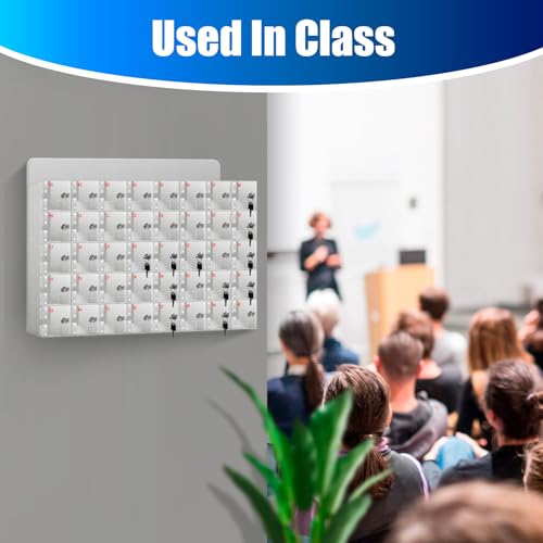 Caja de acrílico para teléfono de 40 compartimentos con llaves para pared 7