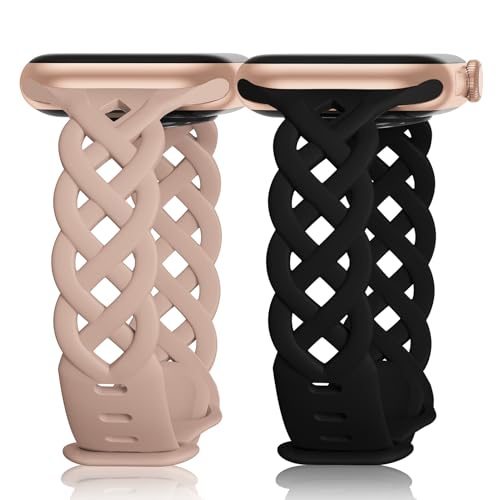 Image of Braided Silicone Bands Compatible with Apple Watch Women Slim Thin Narrow