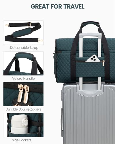 Foto de LOVEVOOK Bolsa de viaje para mujer, bolsas de viaje para mujer, bolsas de lona de mano para aviones, bolsa de noche con bolsa de artículos de tocador, bolsa de hospital para trabajo de parto y parto (imagen 6)