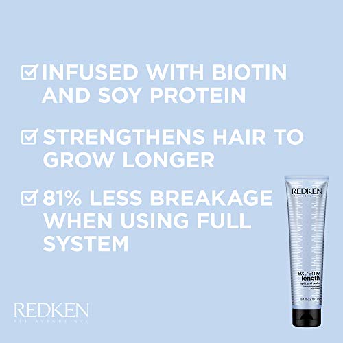 Image of Redken Extreme Length Biotin Leave-In Conditioner For Longer Hair - Promotes Healthy Hair Growth, Strengthens Damaged Hair, Seals Split Ends, Infused With Biotin 