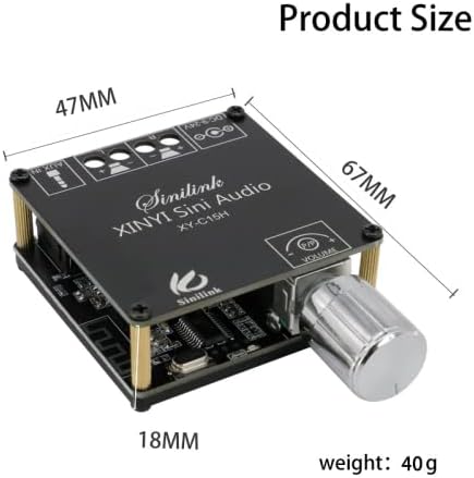 DollaTek 20Wx2 Stereo bluetooth Digital Power Amplifier Board Module Dual Channel 360° Stepless Tuning Board - With Case