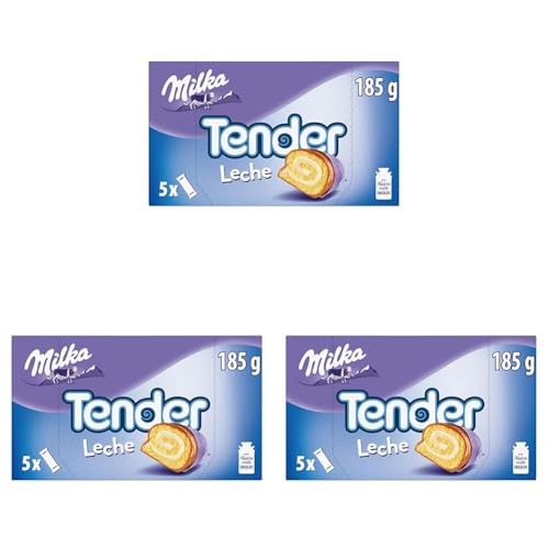 Milka Tender Barritas de Bizcocho con Relleno de Leche y Cubierto de Chocolate con Leche de los Alpes 5 x 37g (Paquete de 3)
