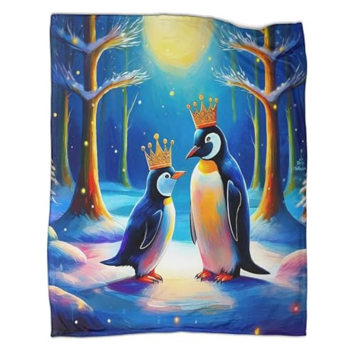 Couverture pingouin 3D en microfibre douillette et jeté de lit chaud 150x200 - 3