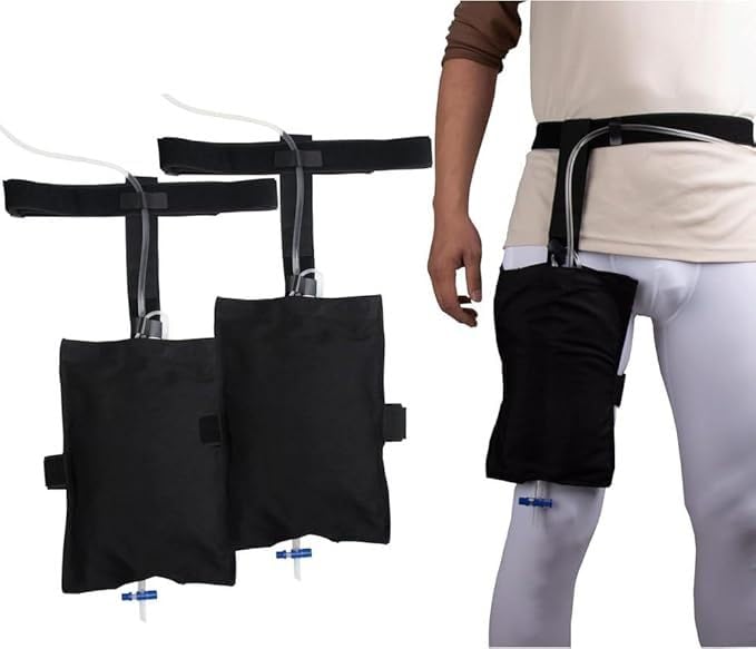 Soporte de bolsa de catéter lavable con cubierta de drenaje urinario ajustable para 2 piezas 7