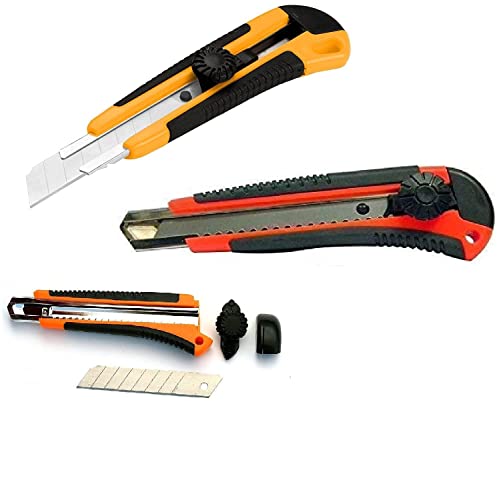 Image of Eclet Heavy Duty 18 mm Cutter Knife with 10 Replacement Blades(MULTICOLOUR)(A) (set of 2 cutter)