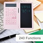 DS-869 240 Functions Scientific Calculator with Writing Pad,Dual-Function Engineering Calculator Scientific with Notepad,Equipped with Electronic Pen and 10+2 Display for Students and Offices(Pink)