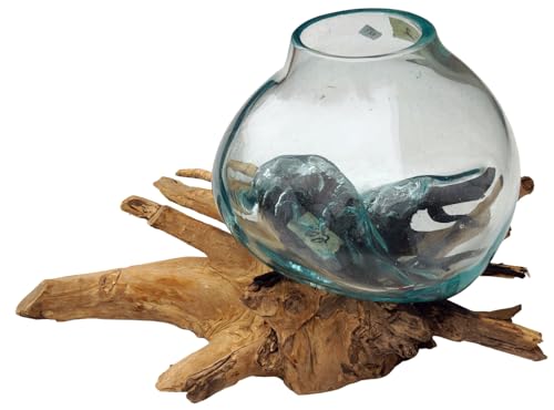 Guru-Shop Vase en Bois de Ronce - 1 x Ø Verre Jusqu`à 10 cm, Marron, Vases Pots de Fleurs