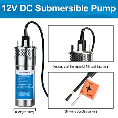 DCHOUSE Water Pump,Submersible Well Pump,Large Flow for Outdoors (12v 300ft)