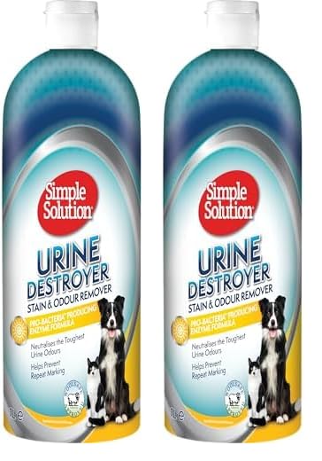 Simple Solution Limpiador Enzimático Destructor, Removedor de Manchas y Olores de Mascotas con Poder de Limpieza Pro-Bacterias, 1 L (Paquete de 2)