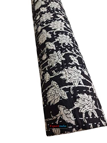Exportindia Indian Traditional Floral Print Kantha Quilt Pure Cotton Bagru Block Print Quilt Blanket Bedspreads Throw (King/Queen Size 90X108 Inch) #TOP2