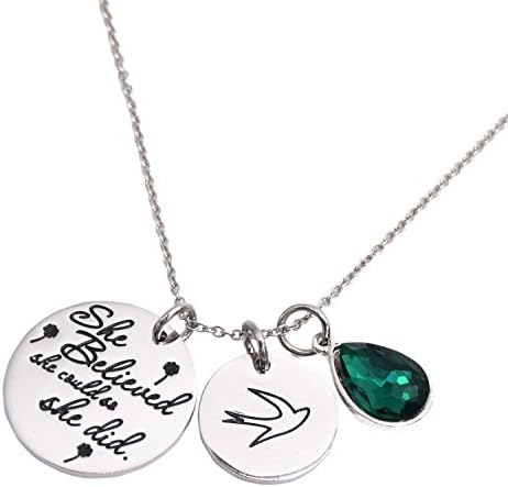 She Believed She Could So She Did Pendant Necklace Birthstone Motivation Jewelry