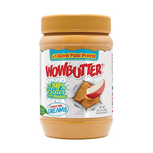 WOWBUTTER - Creamy Peanut & Tree Nut Free Spread - 1 Jar - 35.3oz - Whole Toasted Soy - Natural...